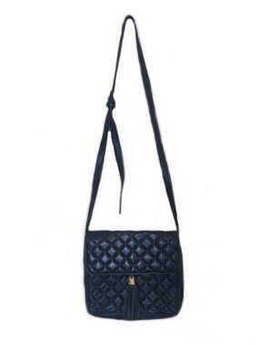 Vintage Jay Herbert New York Black Quilted Lambskin Leather Crossbody Bag Tassel